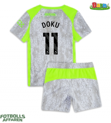 Manchester City Jeremy Doku #11 Tredjeställ Barn 2025-26 Kortärmad (+ Korta byxor)